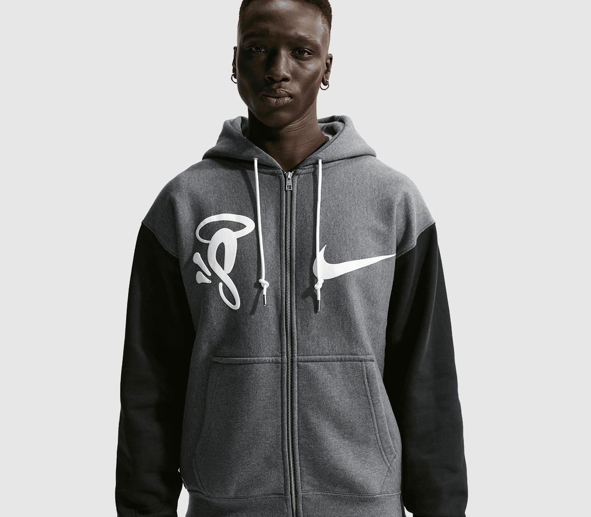 NikeCentral Cee Syna World FZ Fleece HoodieCharcoal Heather Black