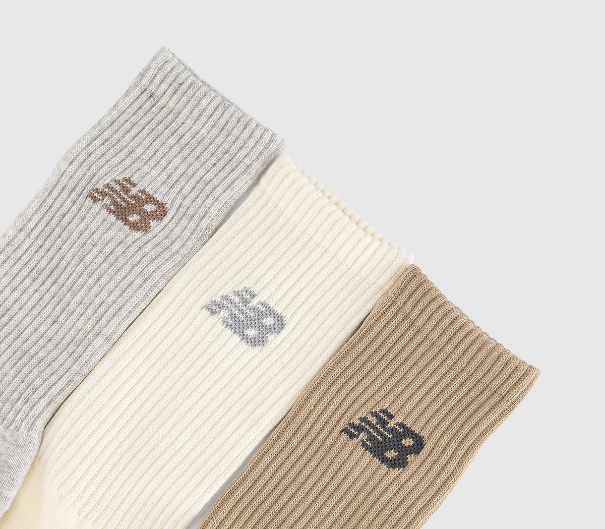 New Balance SocksNB Everyday 3pk Crew SocksBrown Grey Oat