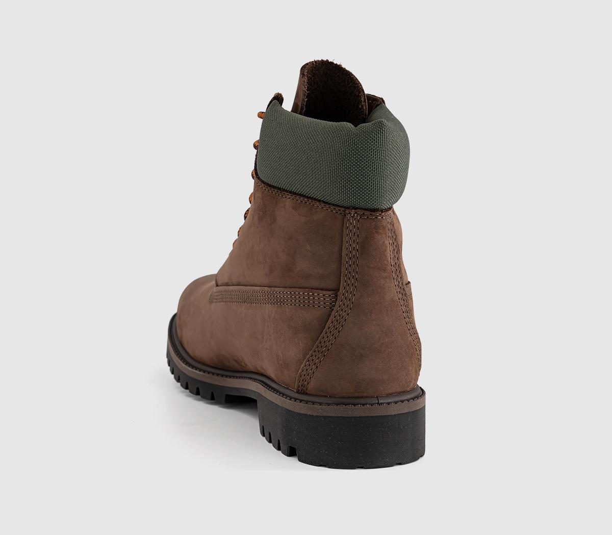 Timberland6 Inch Lace Up Waterproof BootsDark Brown Nubuck Gold