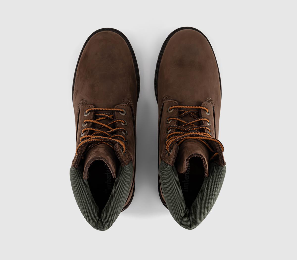 Timberland6 Inch Lace Up Waterproof BootsDark Brown Nubuck Gold