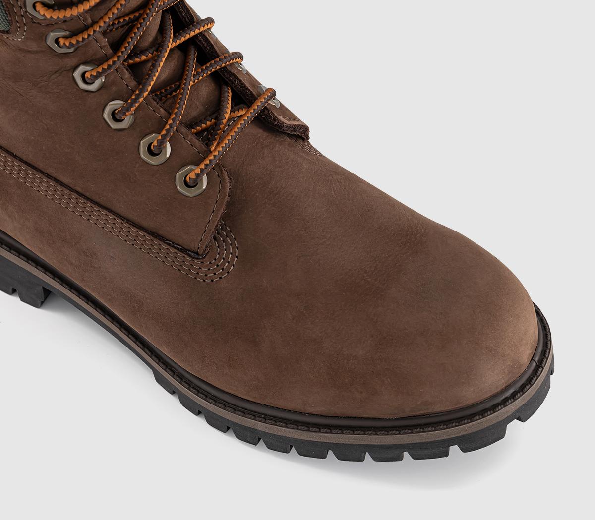 Timberland6 Inch Lace Up Waterproof BootsDark Brown Nubuck Gold