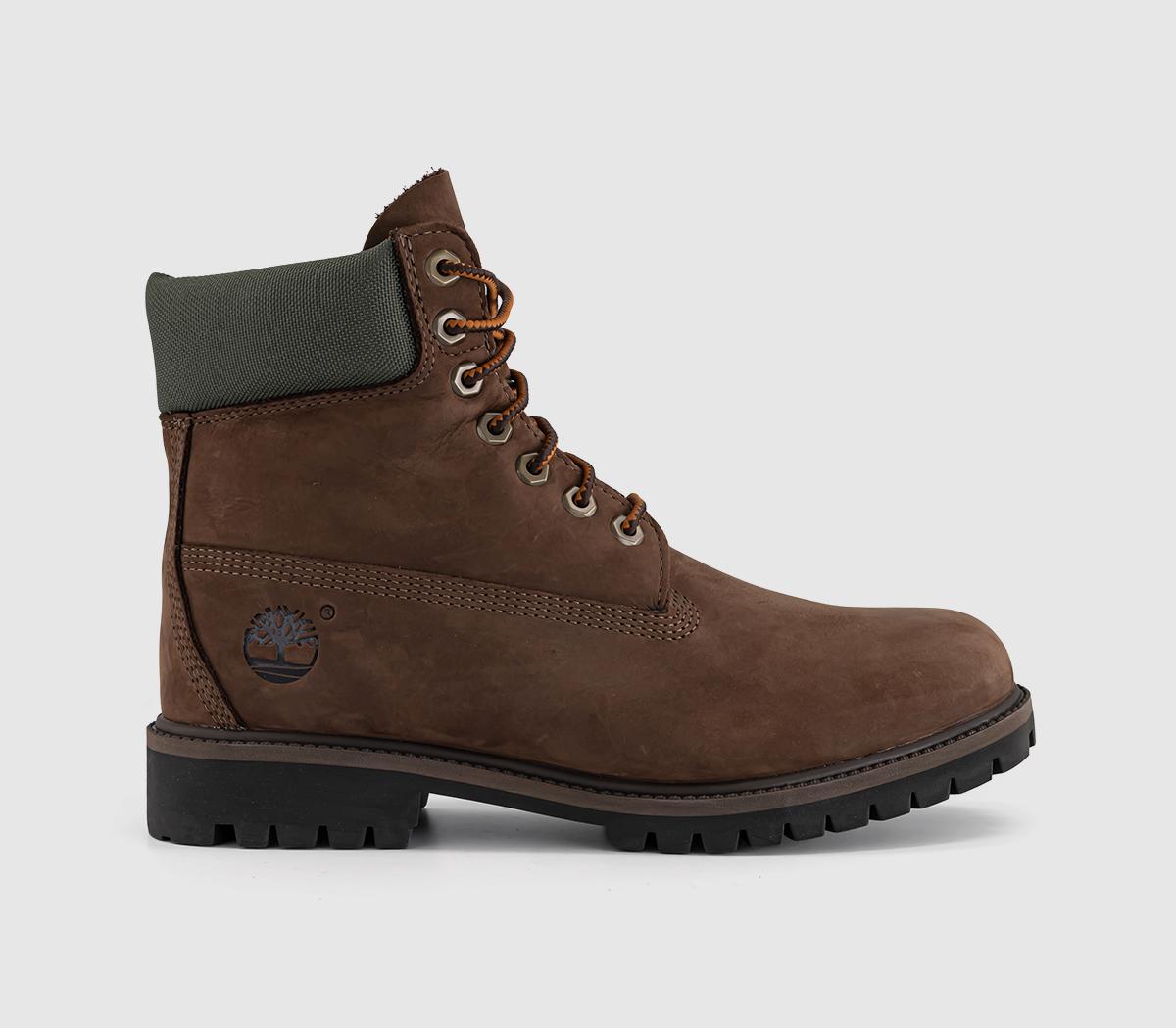 Timberland6 Inch Lace Up Waterproof BootsDark Brown Nubuck Gold