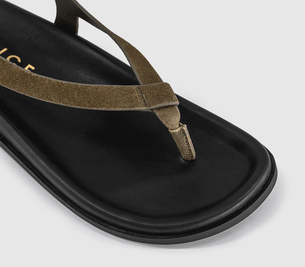 OFFICESabrina Slingback Toepost Footbed SandalsOlive Suede
