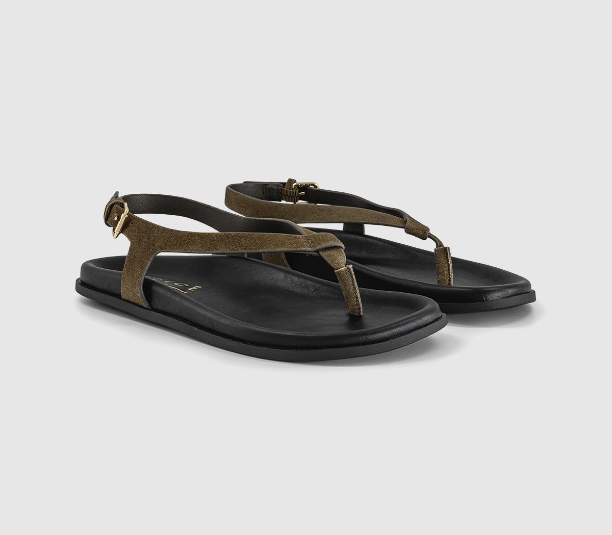 OFFICESabrina Slingback Toepost Footbed SandalsOlive Suede