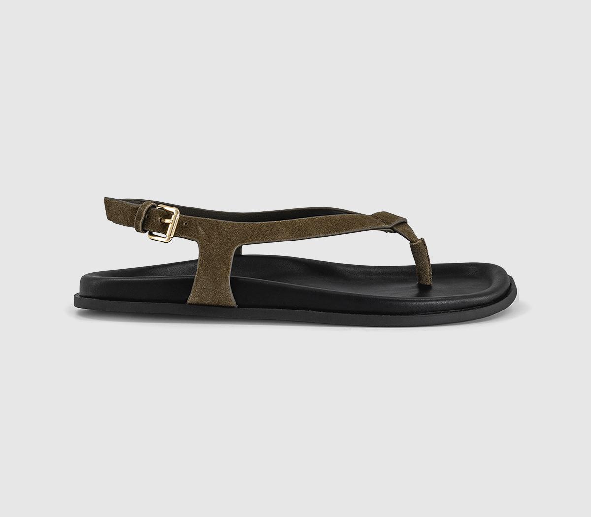 OFFICESabrina Slingback Toepost Footbed SandalsOlive Suede