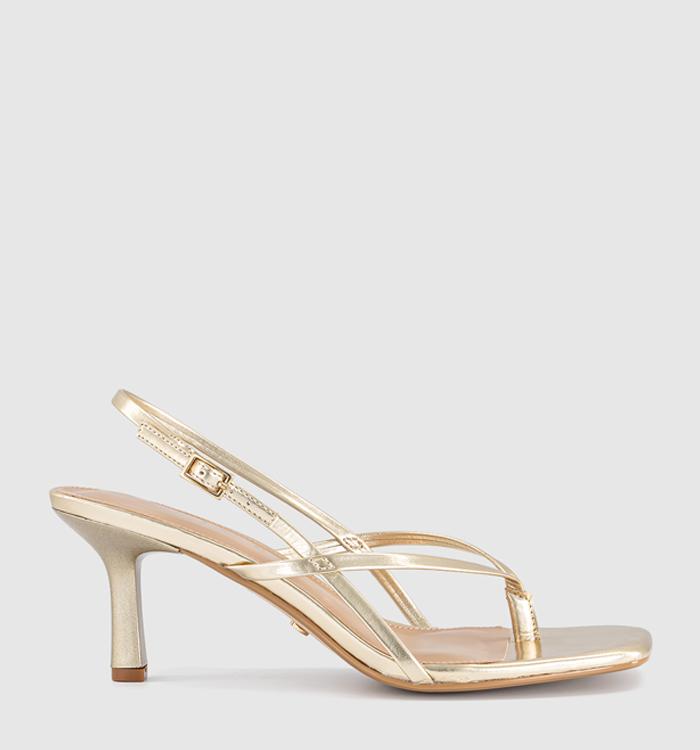OFFICE Mokka Toepost Slingback Heeled Sandals Gold