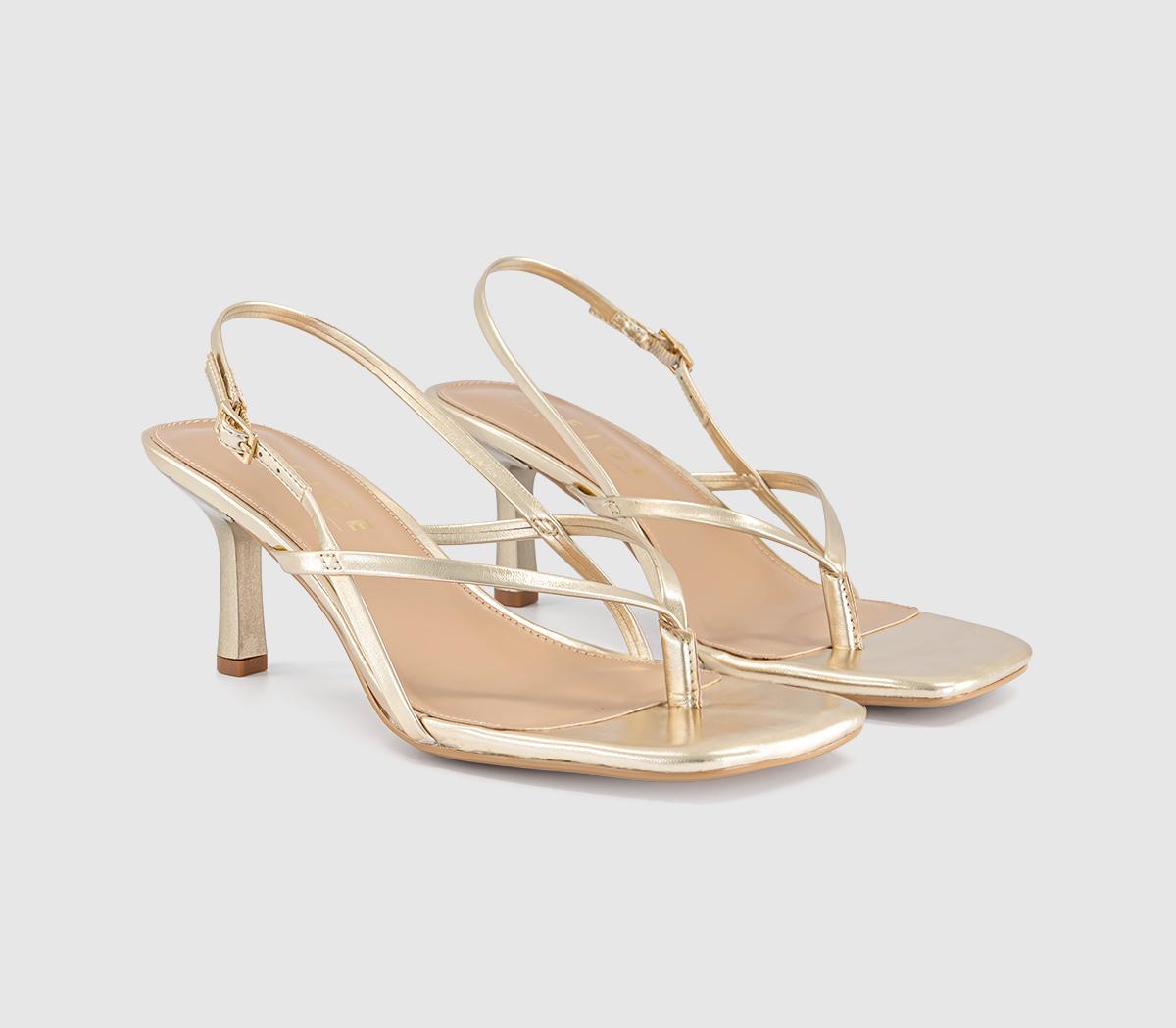 OFFICEMokka Toepost Slingback Heeled SandalsGold