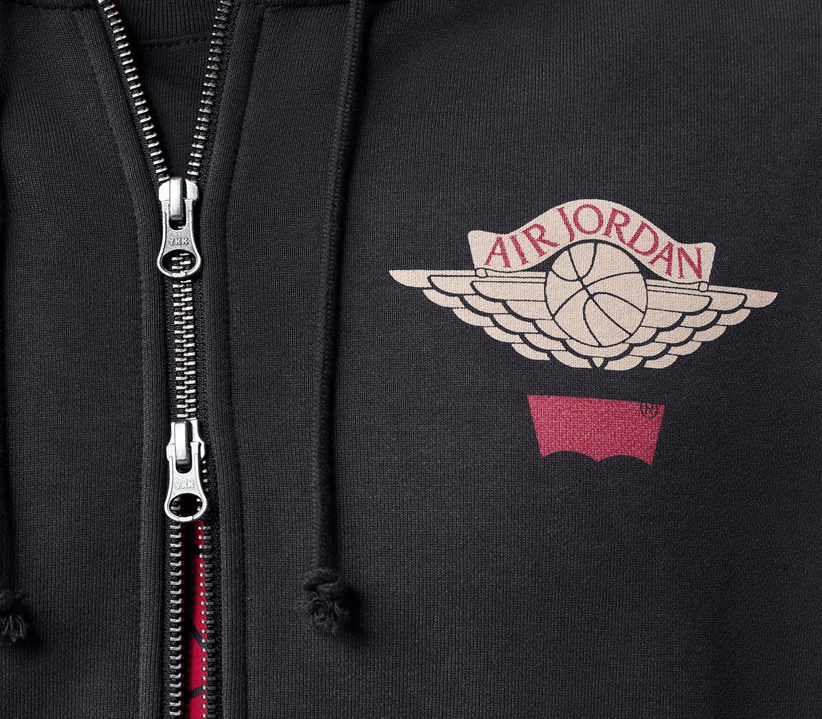 Jordan Air Jordan x Levi's Hoodie Grey - Men's Clothing