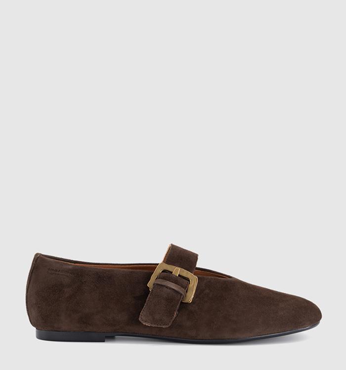 Vagabond Shoemakers Aleya Strap Ballet Flats Coffee Suede