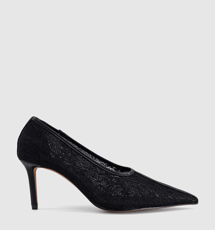 OFFICE Master Lace High Vamp Court Heels Black