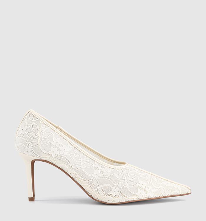 OFFICE Master Lace High Vamp Court Heels White