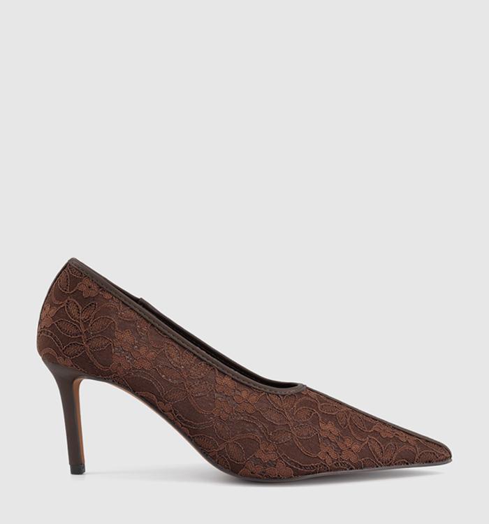 OFFICE Master Lace High Vamp Court Heels Brown