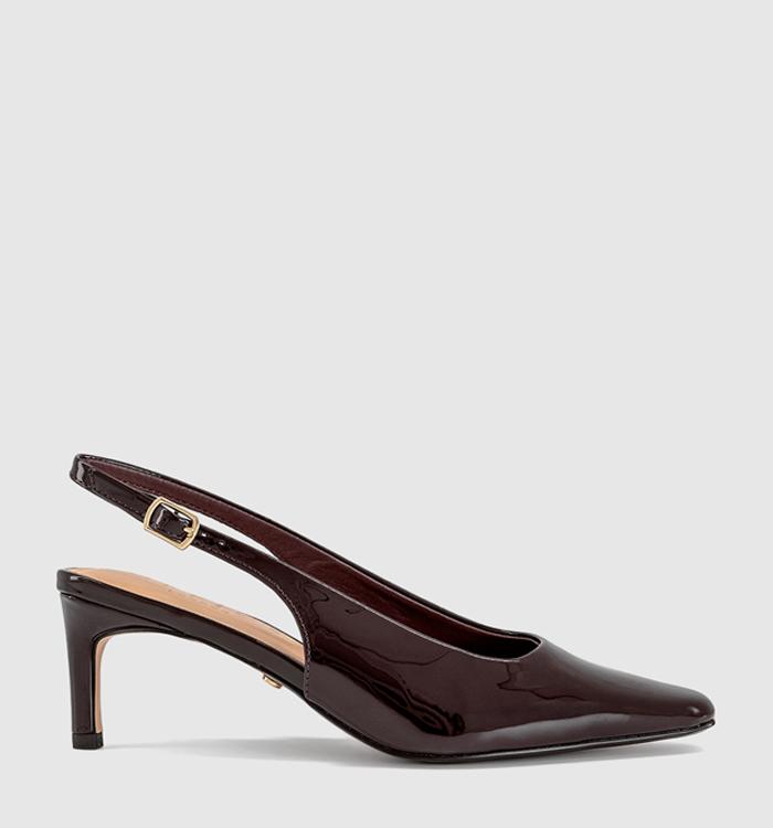 OFFICE Macie Chisel Toe Slingback Court Heels Burgundy Patent