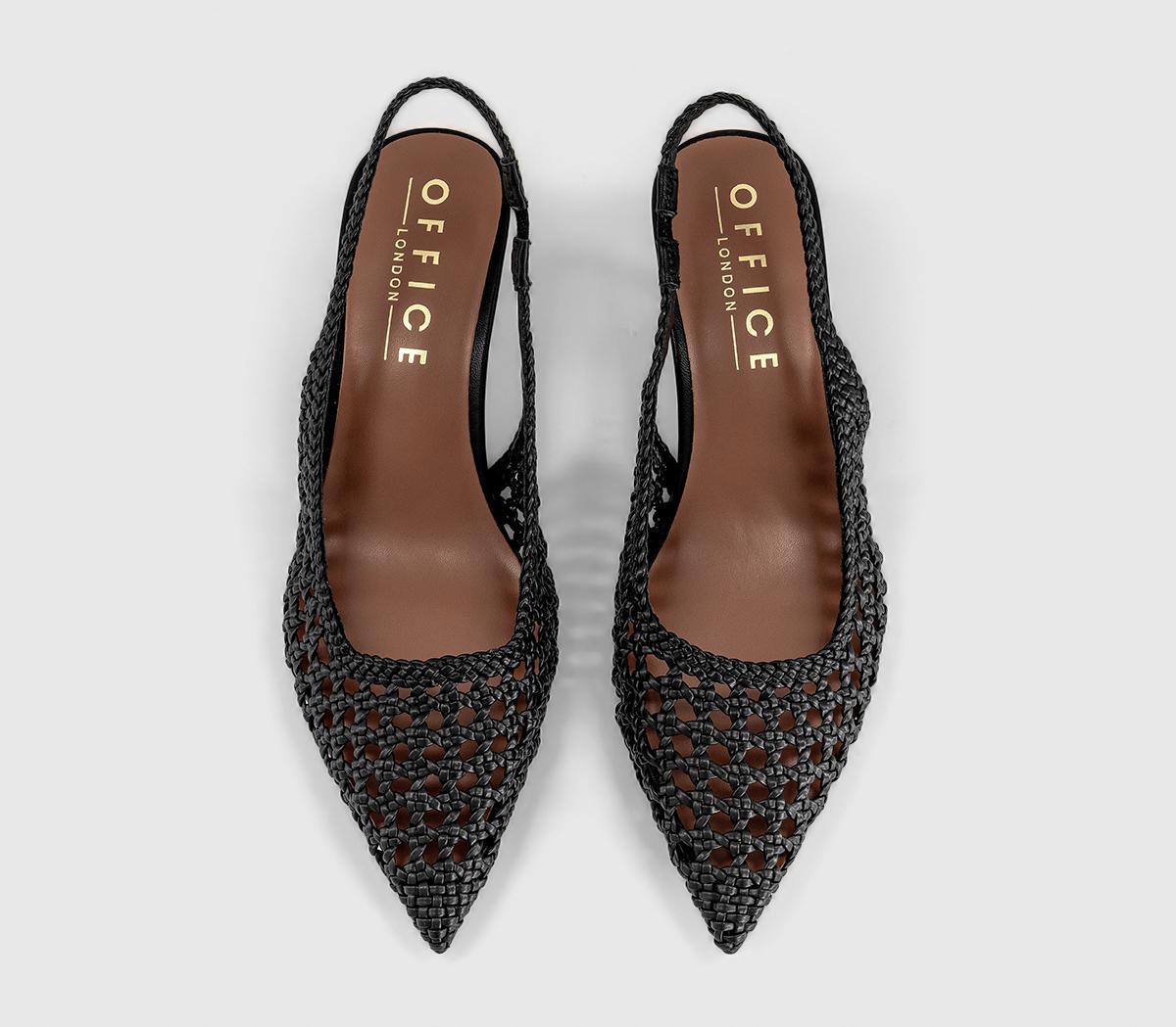 OFFICEMalaga Basket Weave Slingback Kitten HeelsBlack