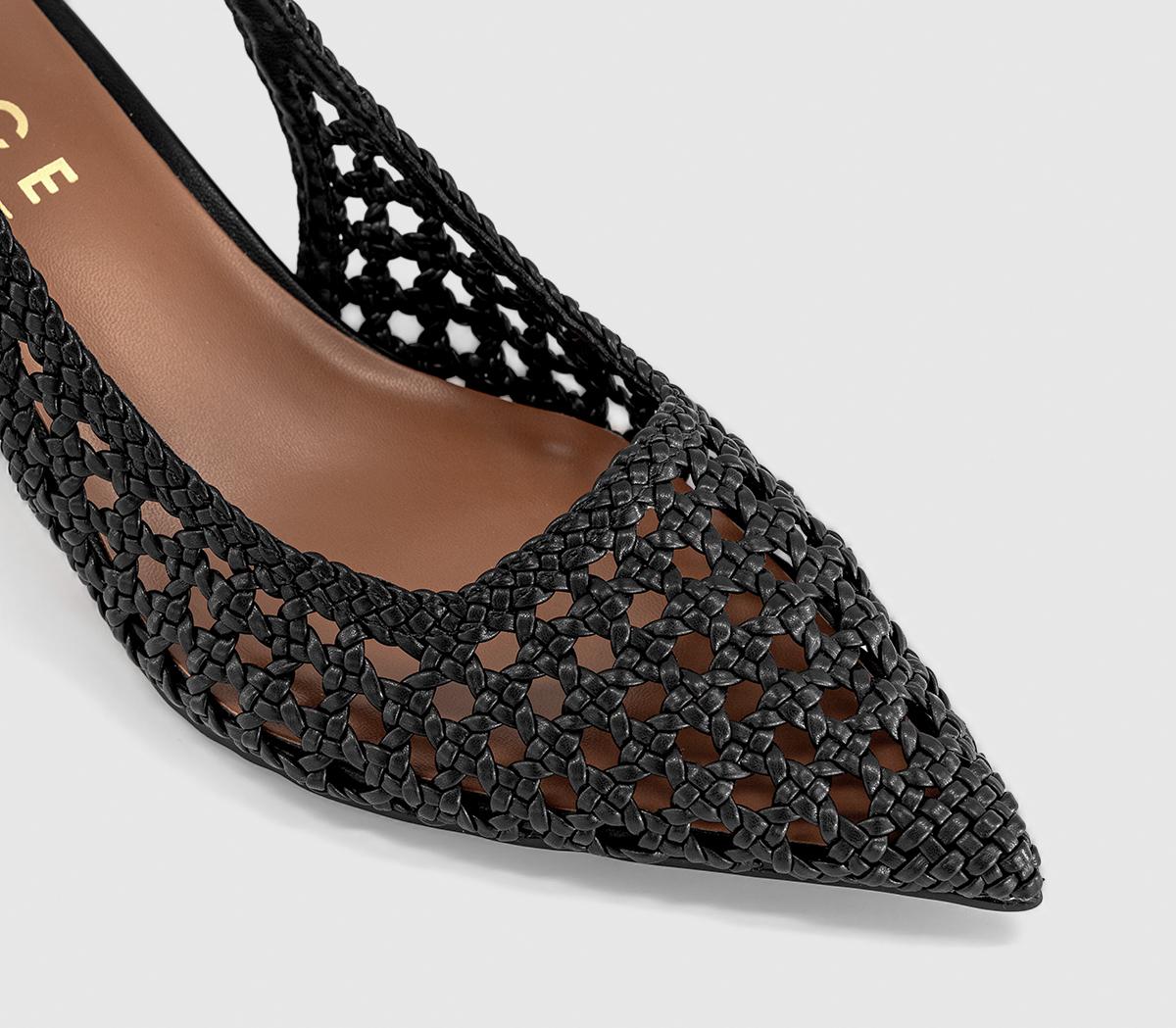OFFICEMalaga Basket Weave Slingback Kitten HeelsBlack