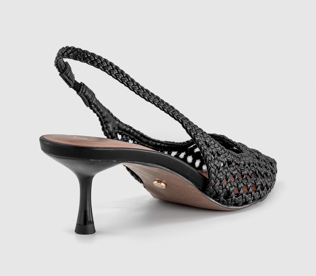 OFFICEMalaga Basket Weave Slingback Kitten HeelsBlack