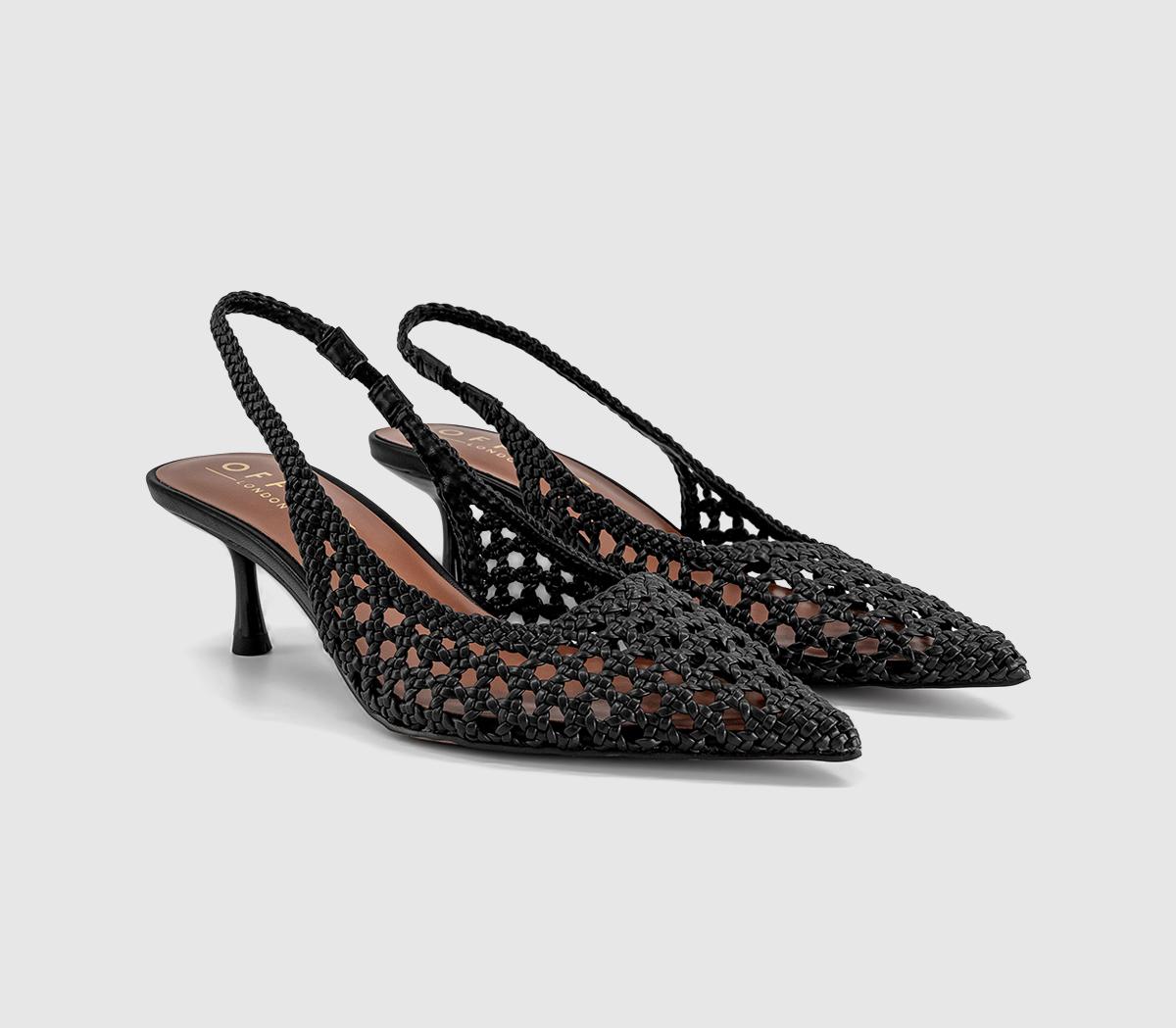 OFFICEMalaga Basket Weave Slingback Kitten HeelsBlack