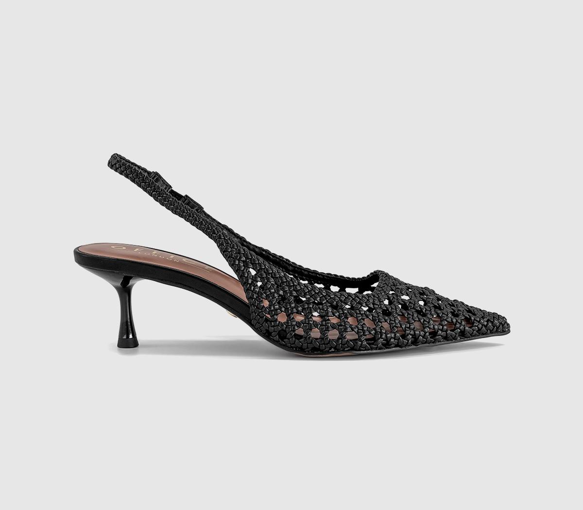 OFFICEMalaga Basket Weave Slingback Kitten HeelsBlack