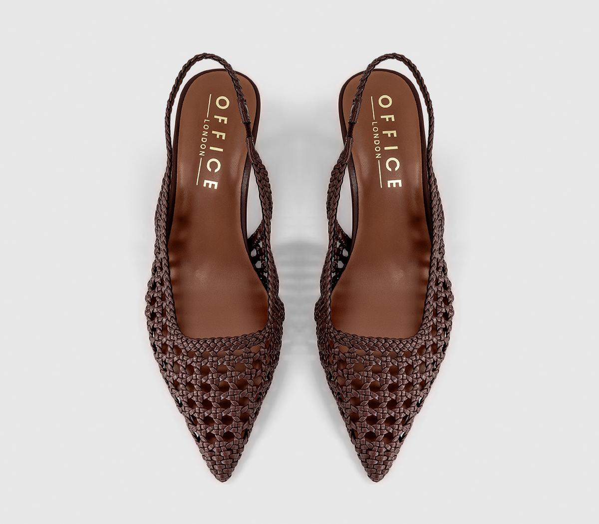 OFFICEMalaga Basket Weave Slingback Kitten HeelsBrown