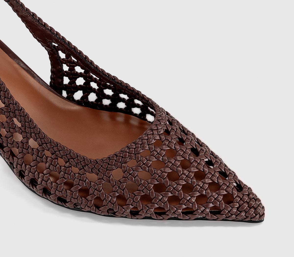 OFFICEMalaga Basket Weave Slingback Kitten HeelsBrown