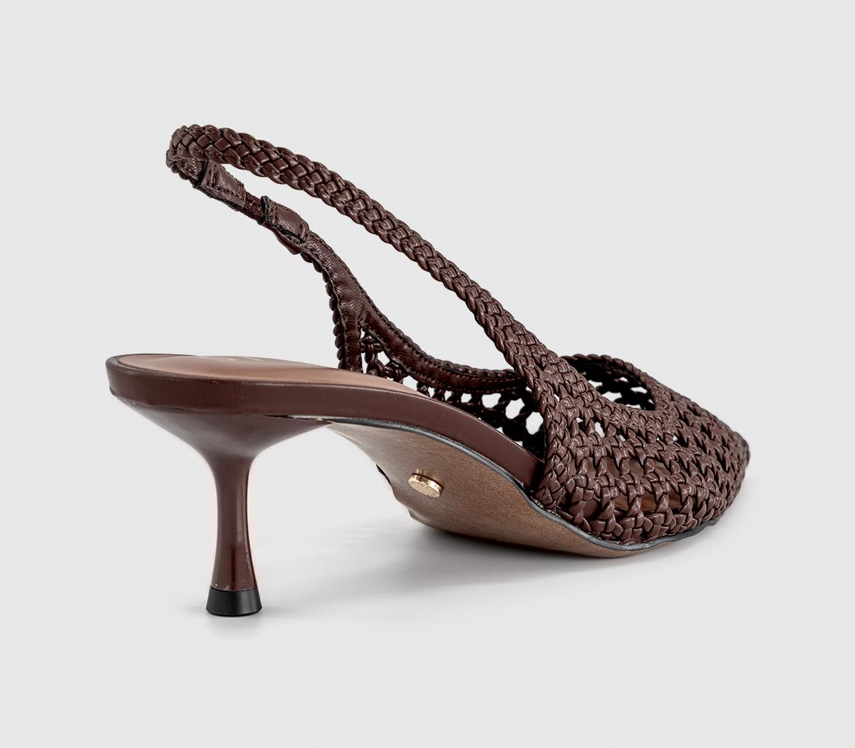 OFFICEMalaga Basket Weave Slingback Kitten HeelsBrown