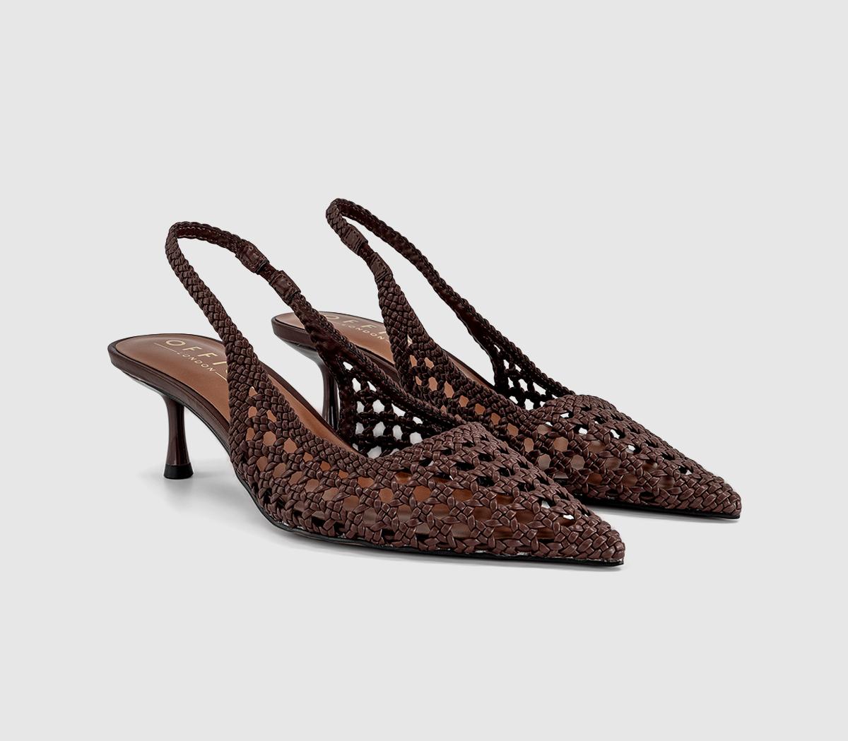 OFFICEMalaga Basket Weave Slingback Kitten HeelsBrown