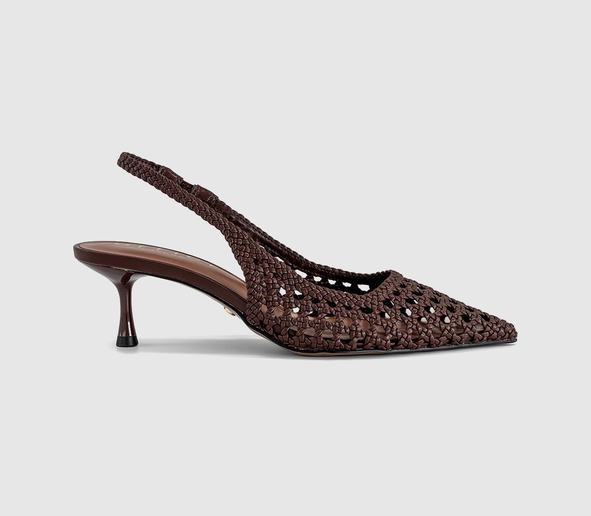 OFFICEMalaga Basket Weave Slingback Kitten HeelsBrown