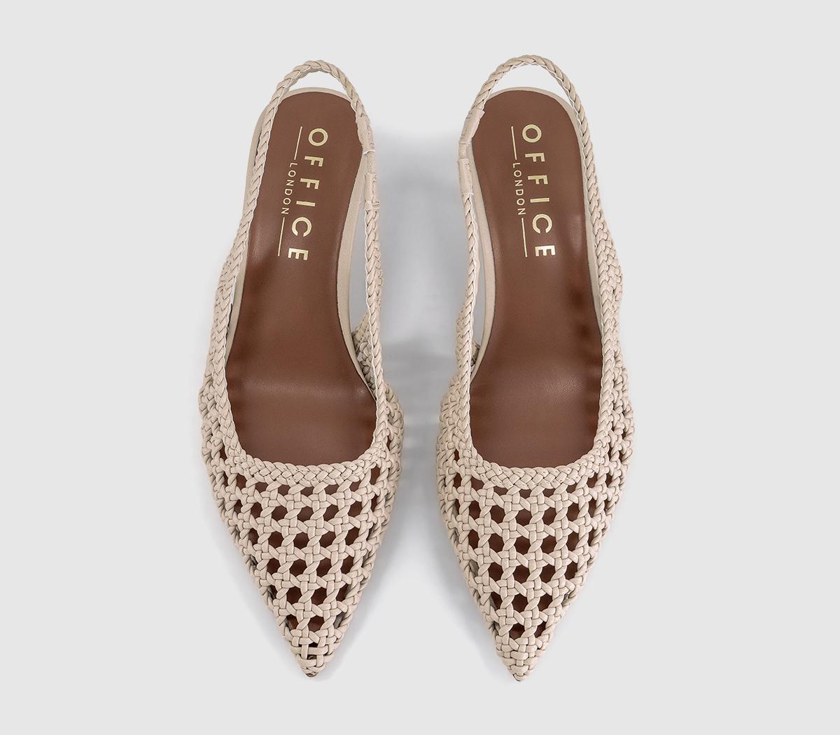 OFFICEMalaga Basket Weave Slingback Kitten HeelsCream