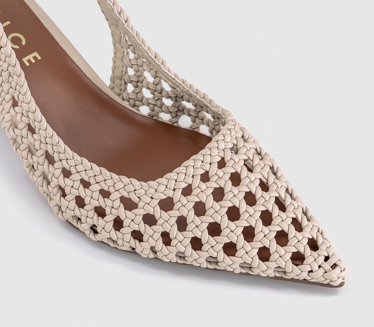 OFFICEMalaga Basket Weave Slingback Kitten HeelsCream