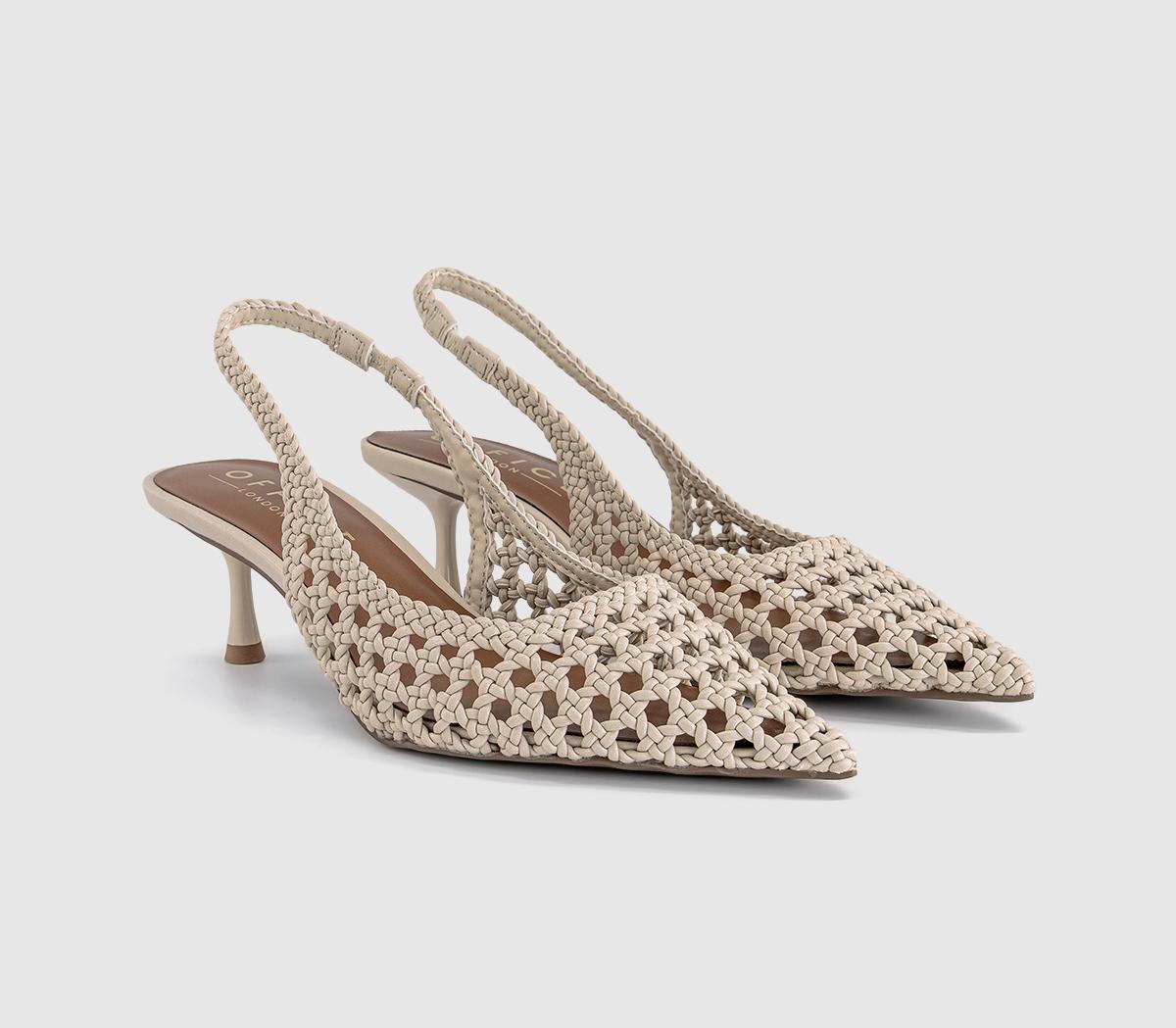OFFICEMalaga Basket Weave Slingback Kitten HeelsCream