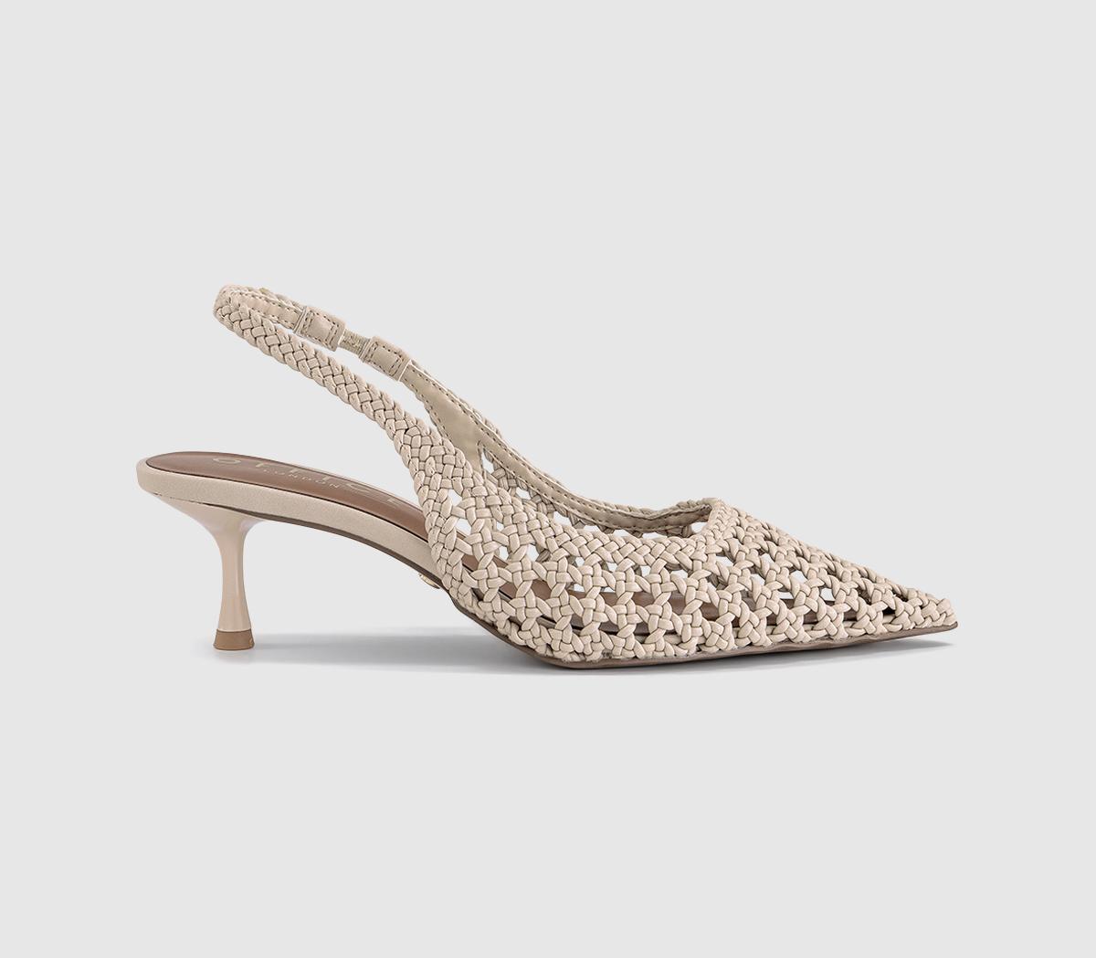 OFFICEMalaga Basket Weave Slingback Kitten HeelsCream
