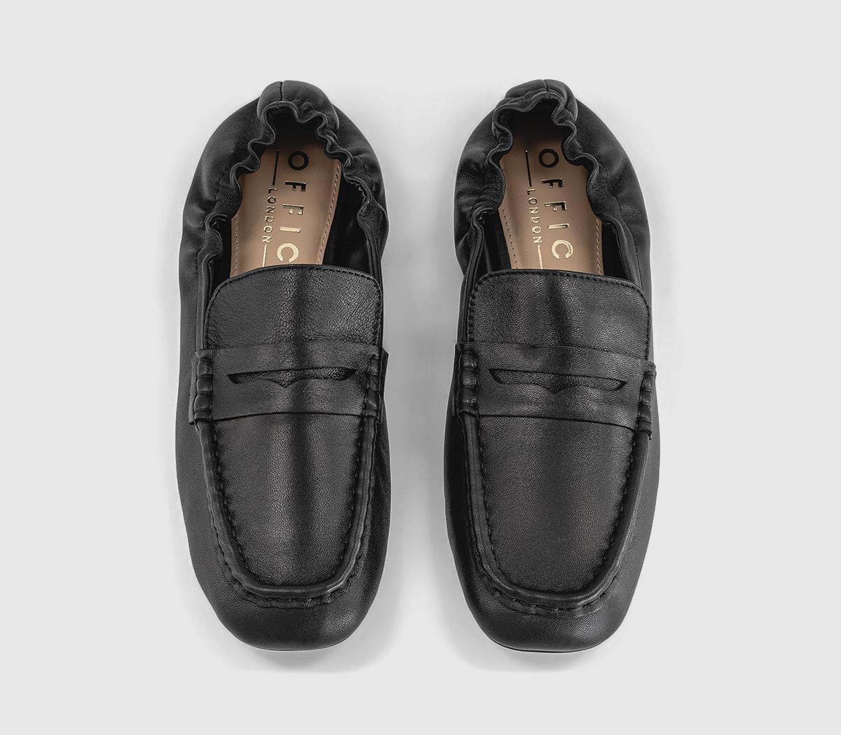 OFFICEFlux Elastic Back Penny LoafersBlack Leather