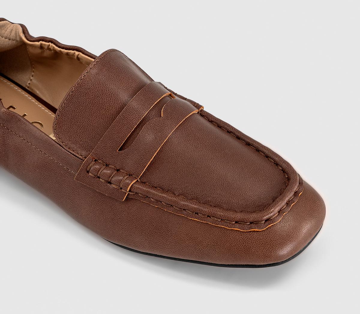 OFFICEFlux Elastic Back Penny LoafersBrown Leather