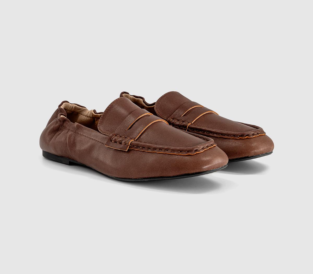 OFFICEFlux Elastic Back Penny LoafersBrown Leather