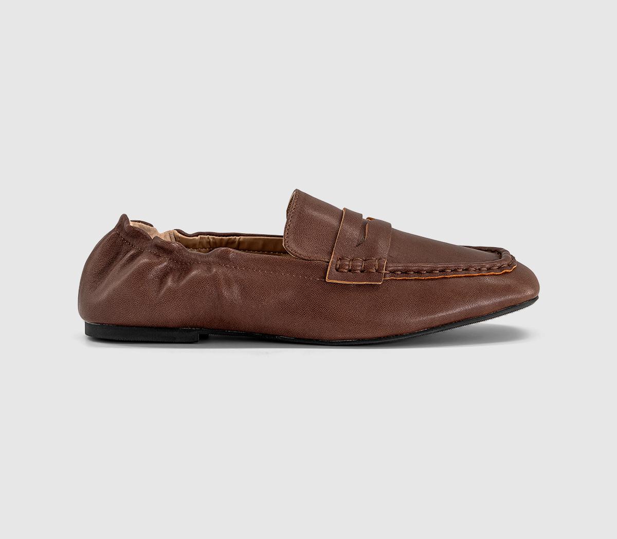 OFFICEFlux Elastic Back Penny LoafersBrown Leather