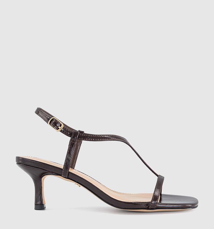 OFFICE Mystery T Bar Heeled Sandals Brown