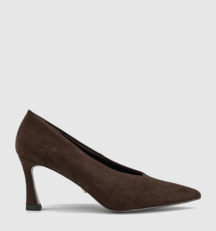 OFFICE Mirror High Vamp Full Court Heels Brown