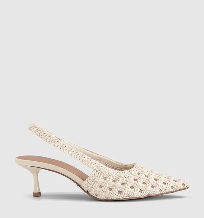 OFFICE Miami Woven Slingback Heels Off White