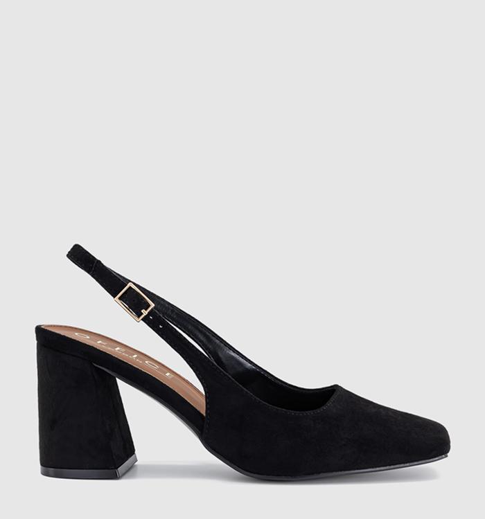 OFFICE Morris Chisel Toe Block Heels Slingback Black