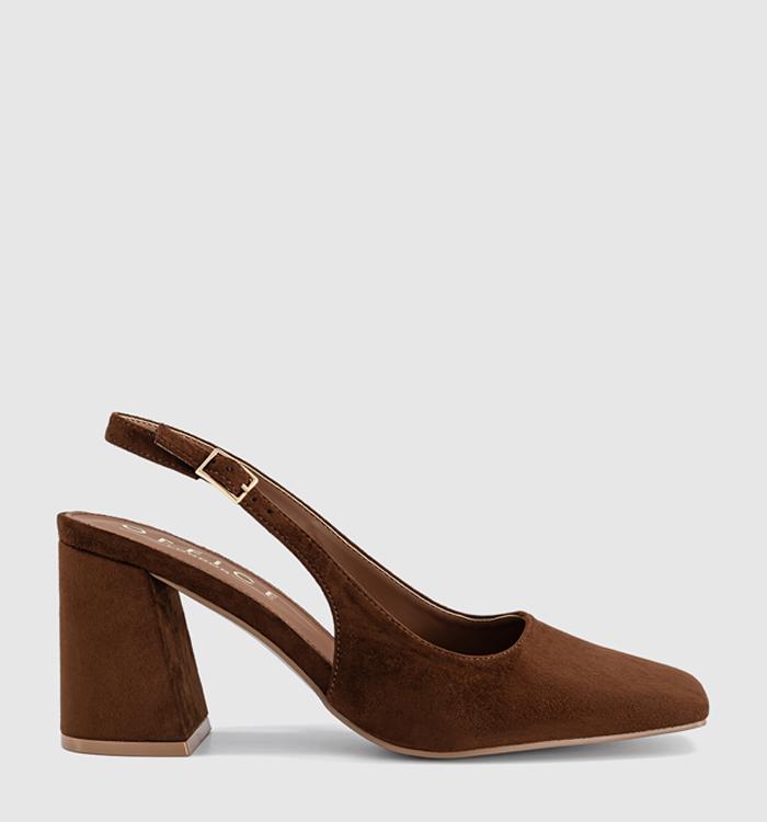 OFFICE Morris Chisel Toe Block Heels Slingback Tan