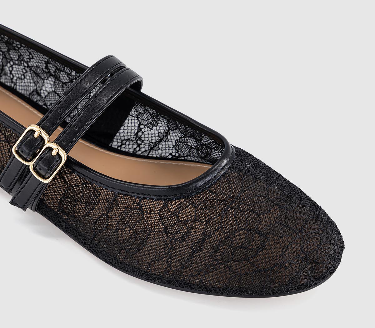 OFFICEFenix Double Strap Mary Jane Ballet PumpsBlack Lace