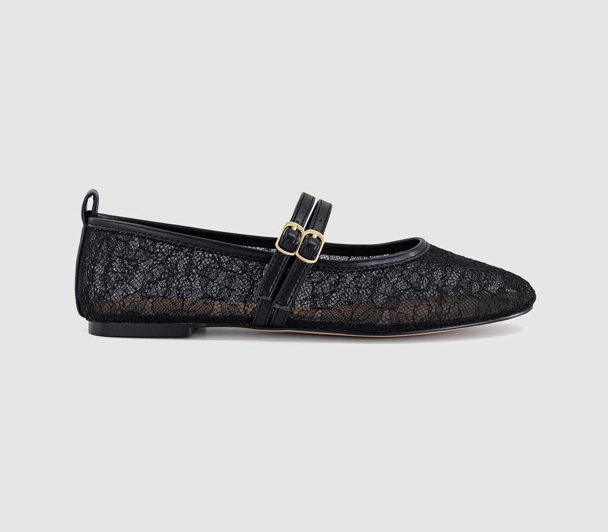 OFFICEFenix Double Strap Mary Jane Ballet PumpsBlack Lace