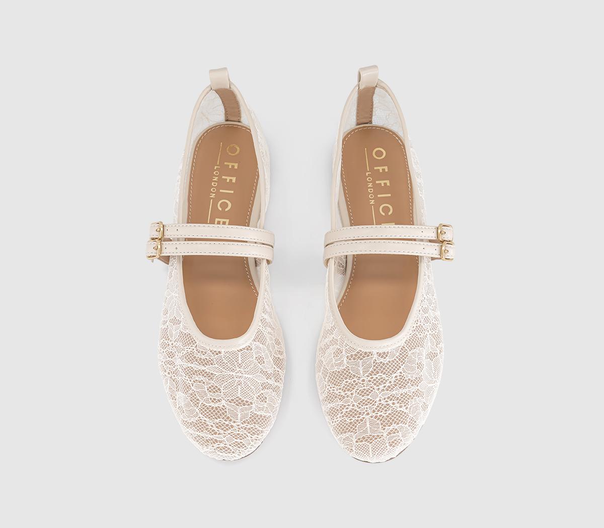 OFFICEFenix Double Strap Mary Jane Ballet PumpsCream Lace