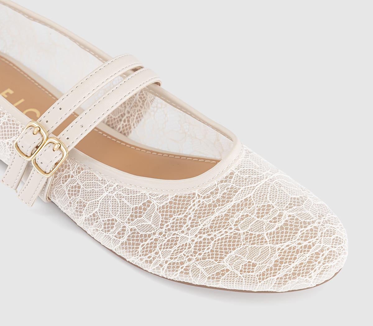 OFFICEFenix Double Strap Mary Jane Ballet PumpsCream Lace