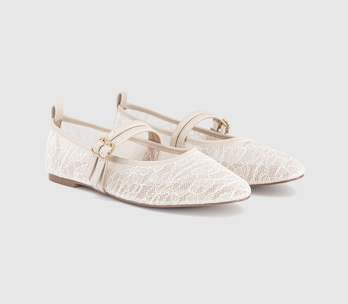 OFFICEFenix Double Strap Mary Jane Ballet PumpsCream Lace