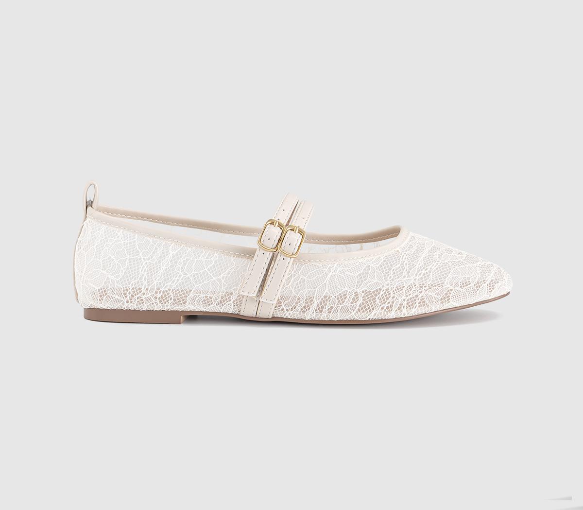 OFFICEFenix Double Strap Mary Jane Ballet PumpsCream Lace