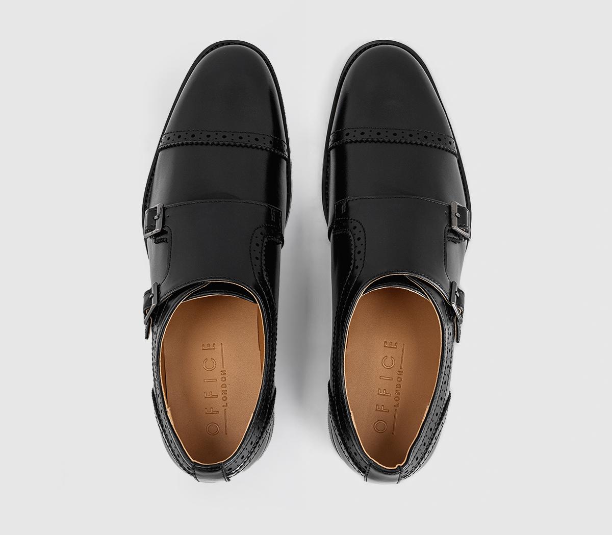 OFFICEMidland Punch Detail Monk Strap Monk Shoes Black