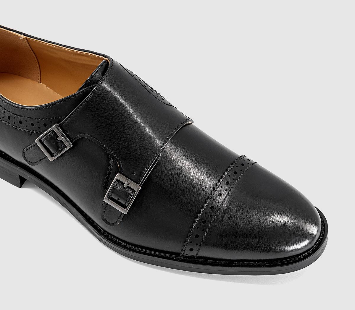 OFFICEMidland Punch Detail Monk Strap Monk Shoes Black