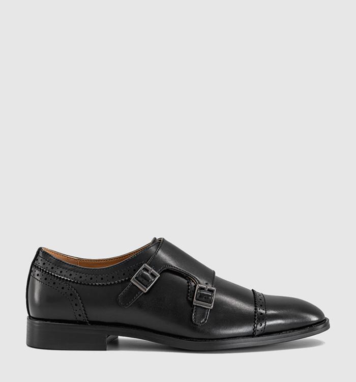 OFFICE Midland Punch Detail Monk Strap Monk Shoes Black