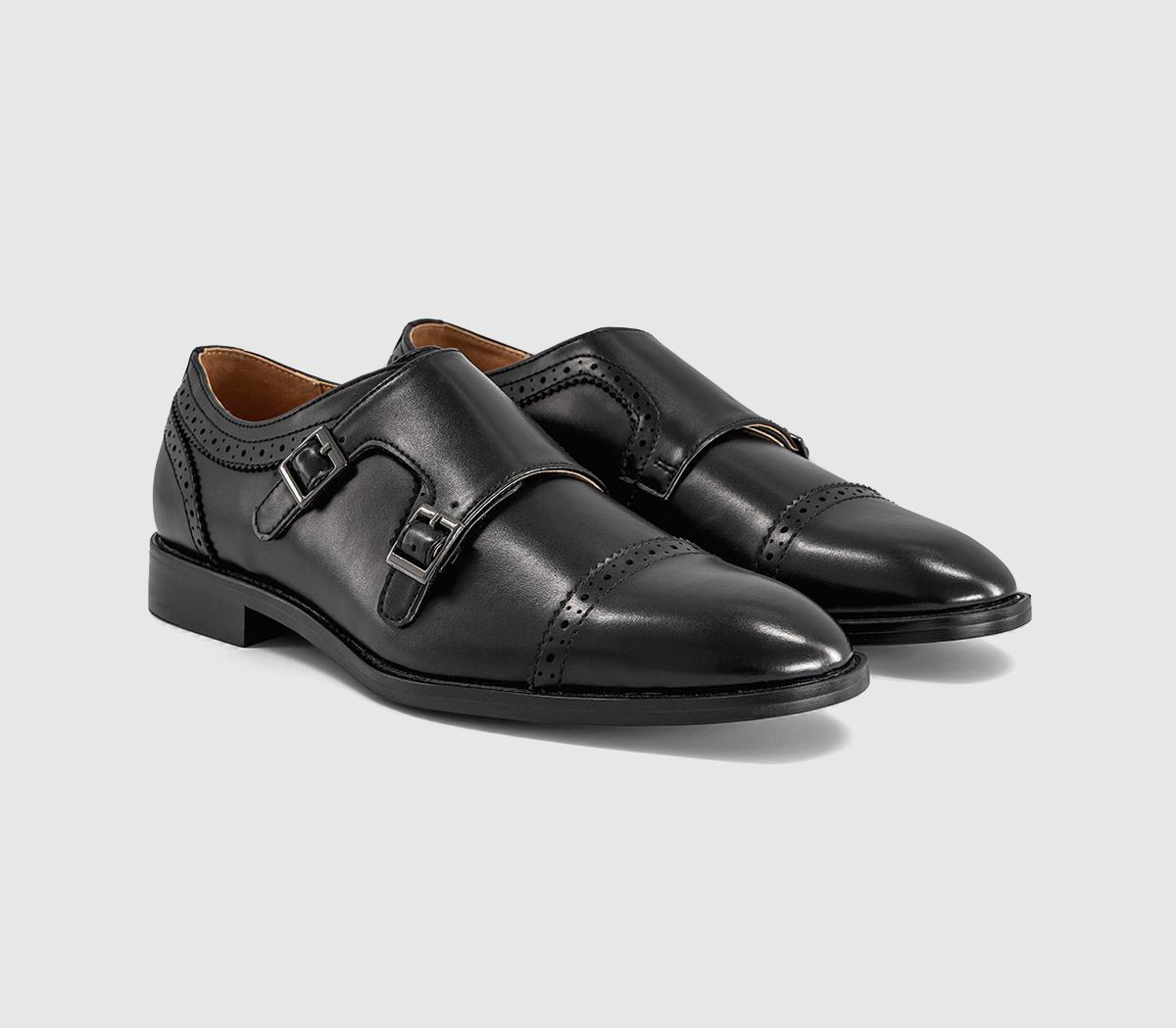 OFFICEMidland Punch Detail Monk Strap Monk Shoes Black